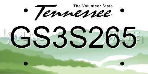 GS3S265 Tennessee License Plate