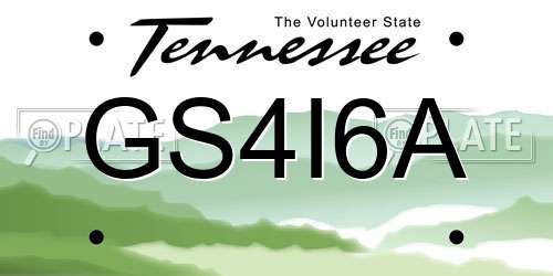 GS4I6A Tennessee License Plate