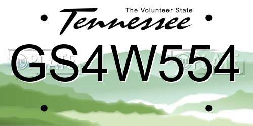 GS4W554 Tennessee License Plate