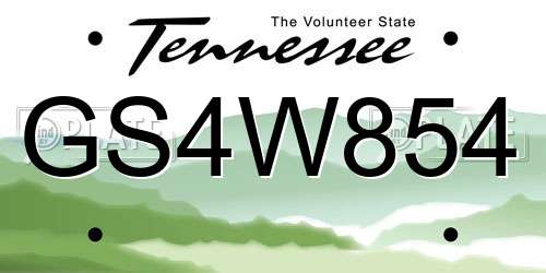 GS4W854 Tennessee License Plate