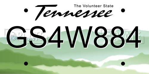 GS4W884 Tennessee License Plate