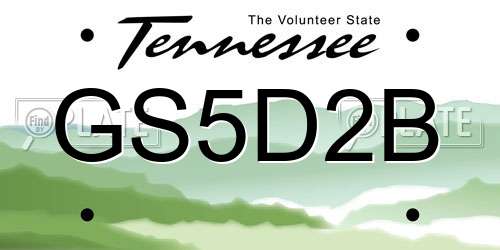 GS5D2B Tennessee License Plate