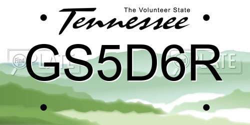 GS5D6R Tennessee License Plate