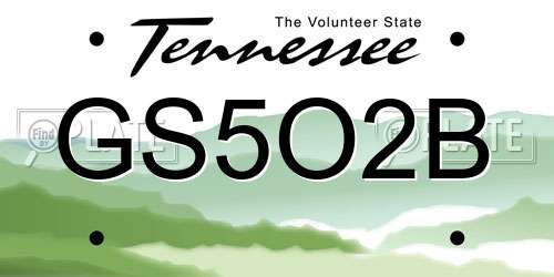 GS5O2B Tennessee License Plate