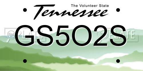 GS5O2S Tennessee License Plate