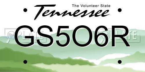 GS5O6R Tennessee License Plate
