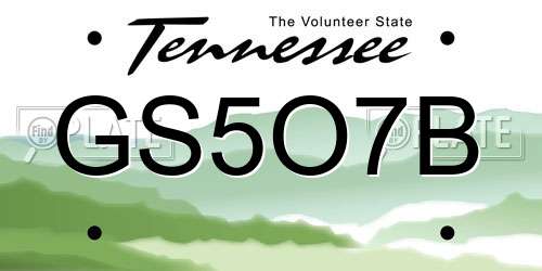 GS5O7B Tennessee License Plate
