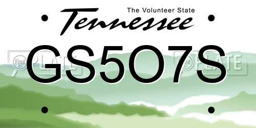 GS5O7S Tennessee License Plate