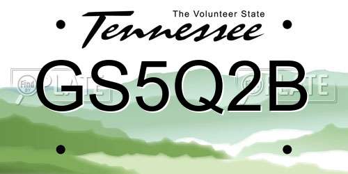 GS5Q2B Tennessee License Plate