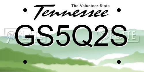GS5Q2S Tennessee License Plate
