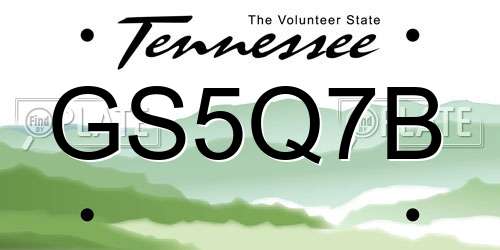 GS5Q7B Tennessee License Plate