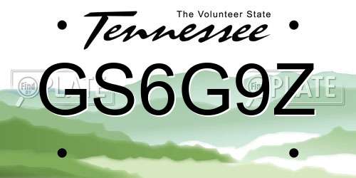 GS6G9Z Tennessee License Plate