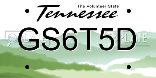 GS6T5D Tennessee License Plate