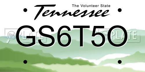 GS6T5O Tennessee License Plate