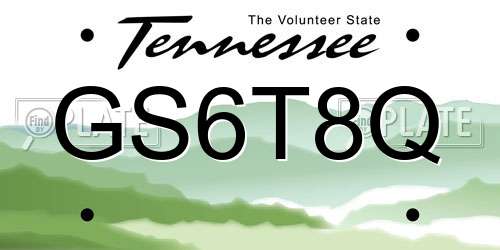 GS6T8Q Tennessee License Plate