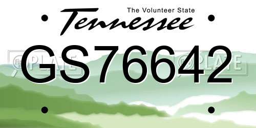 GS76642 Tennessee License Plate