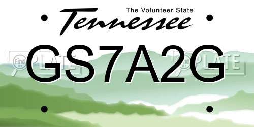 GS7A2G Tennessee License Plate