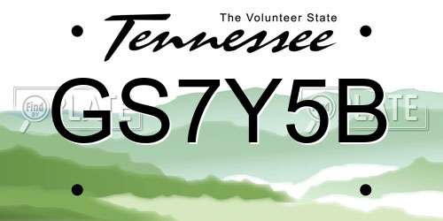 GS7Y5B Tennessee License Plate