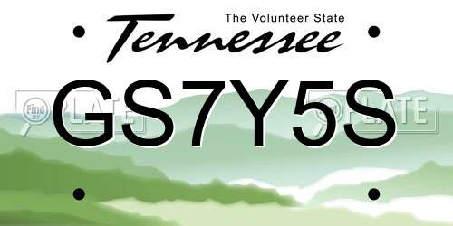 GS7Y5S Tennessee License Plate