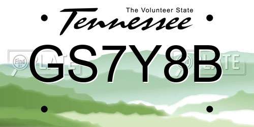 GS7Y8B Tennessee License Plate