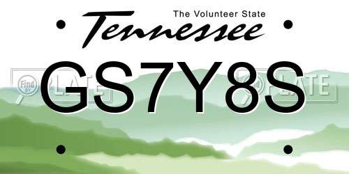 GS7Y8S Tennessee License Plate