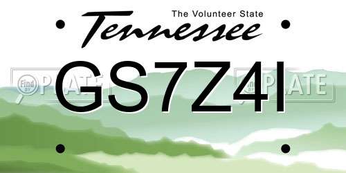 GS7Z4I Tennessee License Plate