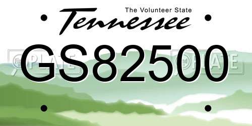 GS82500 Tennessee License Plate