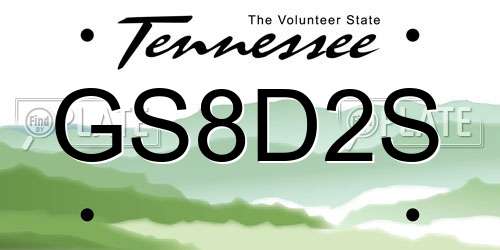 GS8D2S Tennessee License Plate