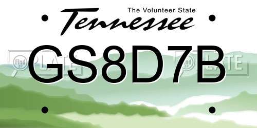 GS8D7B Tennessee License Plate