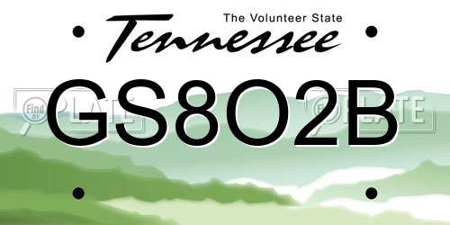 GS8O2B Tennessee License Plate