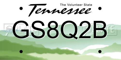 GS8Q2B Tennessee License Plate