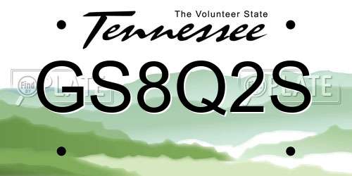 GS8Q2S Tennessee License Plate
