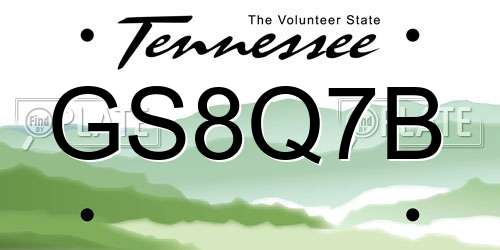 GS8Q7B Tennessee License Plate