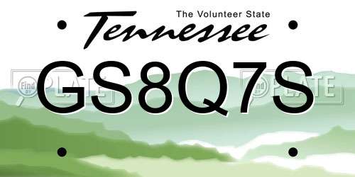 GS8Q7S Tennessee License Plate