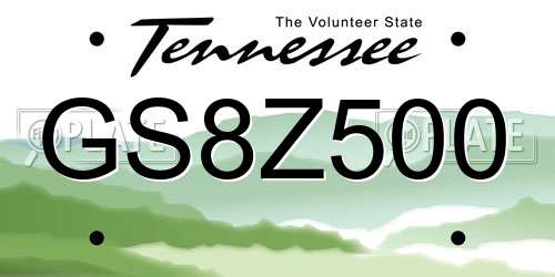 GS8Z500 Tennessee License Plate