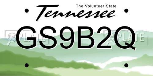 GS9B2Q Tennessee License Plate