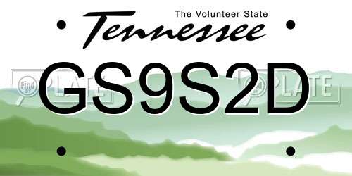 GS9S2D Tennessee License Plate