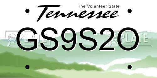GS9S2O Tennessee License Plate