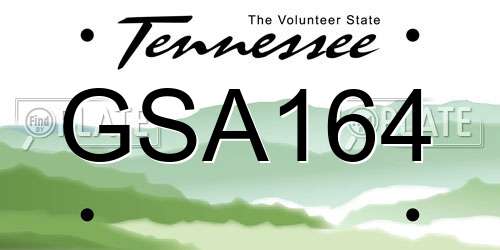 GSA164 Tennessee License Plate