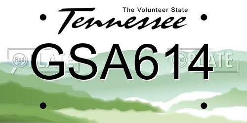 GSA614 Tennessee License Plate