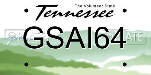 GSAI64 Tennessee License Plate
