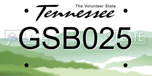 GSB025 Tennessee License Plate