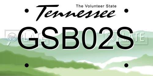 GSB02S Tennessee License Plate