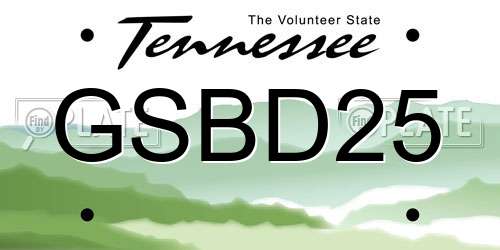 GSBD25 Tennessee License Plate