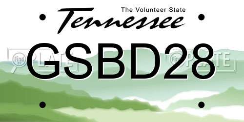 GSBD28 Tennessee License Plate