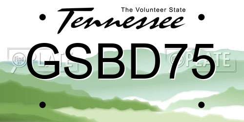 GSBD75 Tennessee License Plate