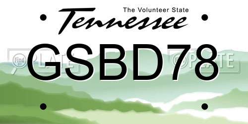 GSBD78 Tennessee License Plate