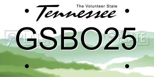 GSBO25 Tennessee License Plate