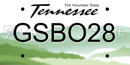 GSBO28 Tennessee License Plate