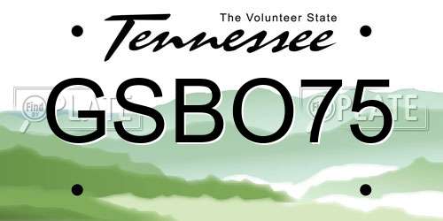 GSBO75 Tennessee License Plate